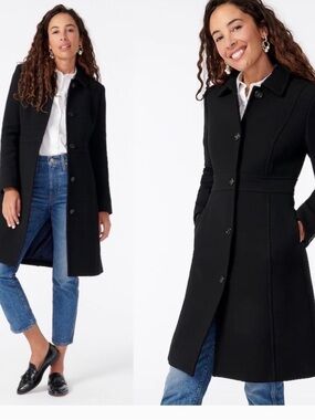 J.Crew Classic lady day coat in Italian double-cloth wool with Thinsulate black